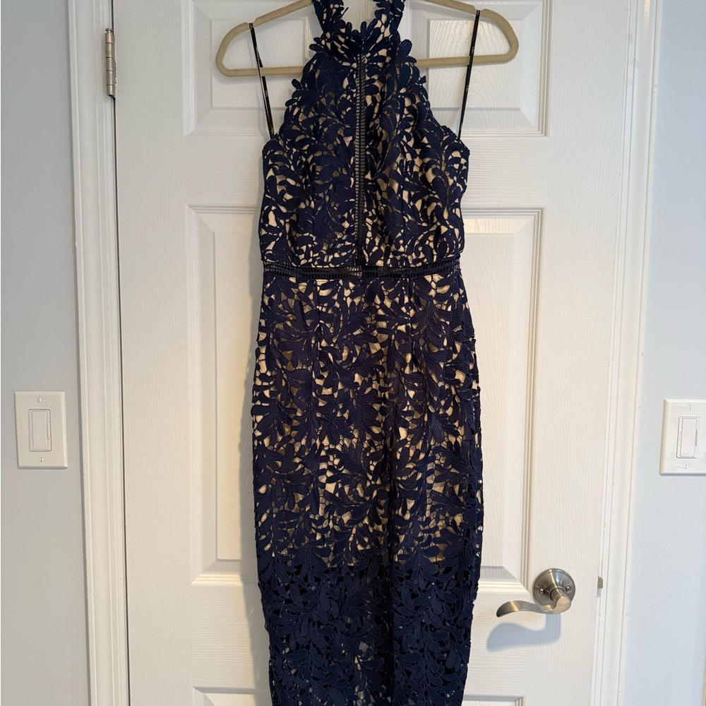 Lulu's Navy Lace Midi Dress